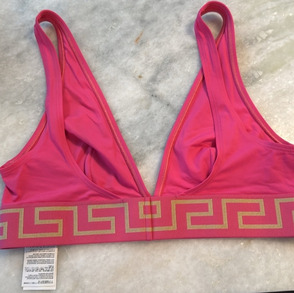 Versace Grecca Pink and Gold Swim SUIT with Greek Key Design